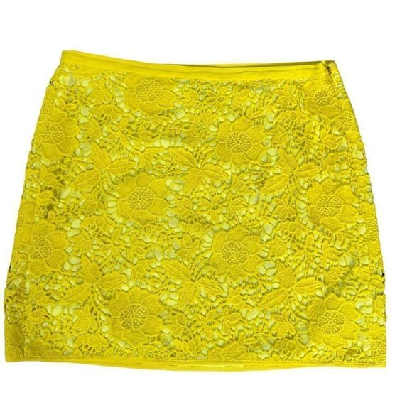 MADEWELL lemon yellow meadow lace crochet eyelet mini skirt Size 0 NWT - Picture 3 of 7